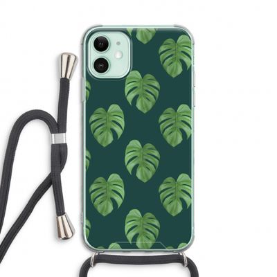 Monstera leaves: iPhone 11 Transparant Hoesje met koord