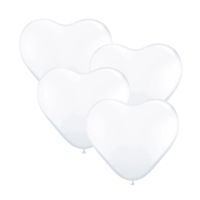 Pakket van 4x stuks qualatex hartjes XL ballonnen wit 90 cm - thumbnail