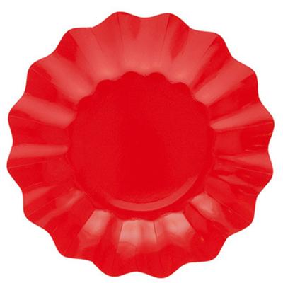 Feestbordjes met schulprand - 8x - rood - rond - karton - 27cm