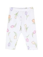 Monnalisa legging en coton stretch à fleurs - Blanc - thumbnail