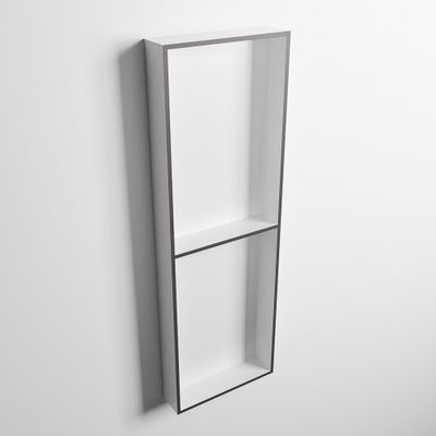 MONDIAZ EASY Nis 149,5x29,5cm in solid surface kleur DarkGrey | Talc. 2 vakken geschikt voor in- of opbouw
