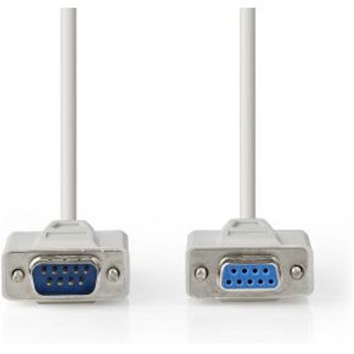 Seriële Kabel | D-SUB 9-Pins Male | D-SUB 9-Pins Female | Vernikkeld | 5.00 m | Rond | PVC | Ivoor