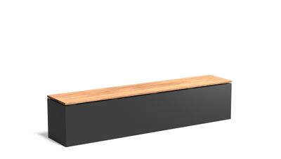 Aluminium sokkel met zitting 200x40x43cm.