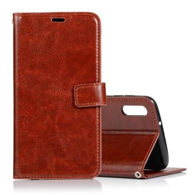 Crazy Horse textuur horizontale Flip lederen draagtas met houder & kaartsleuven & portemonnee & fotolijstjes voor Galaxy A10 (bruin)