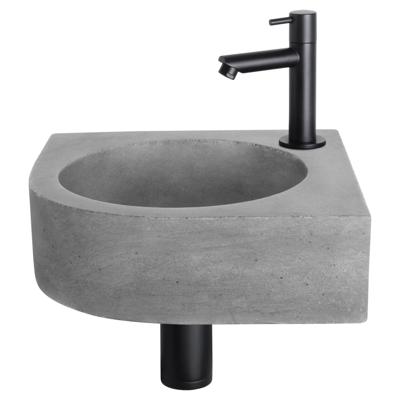 Differnz Cleo fonteinset beton donkergrijs - kraan recht - 31.5 x 31.5 x 10 cm - mat zwart