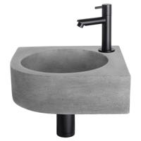 Differnz Cleo fonteinset beton donkergrijs - kraan recht - 31.5 x 31.5 x 10 cm - mat zwart