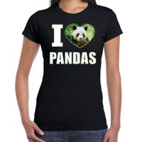 I love pandas t-shirt met dieren foto van een panda zwart voor dames