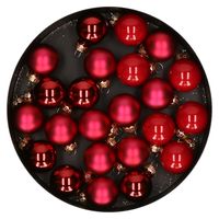 Mini kerstballen - 24x stuks - rood - glas - 2,5 cm