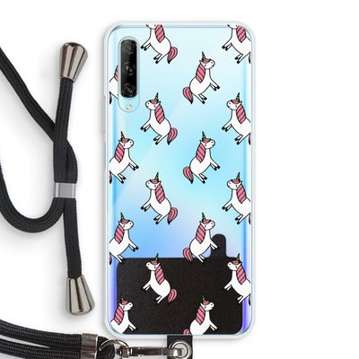 Eenhoorns overal: Huawei P Smart Pro Transparant Hoesje met koord