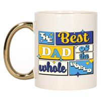 Cadeau koffie/thee mok - de beste pap - van de wereld - goud - 300 ml - keramiek