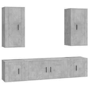 The Living Store TV-meubelset - betongrijs - bewerkt hout - 100 x 34.5 x 40 cm - Trendy design