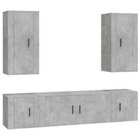 The Living Store TV-meubelset - betongrijs - bewerkt hout - 100 x 34.5 x 40 cm - Trendy design - thumbnail