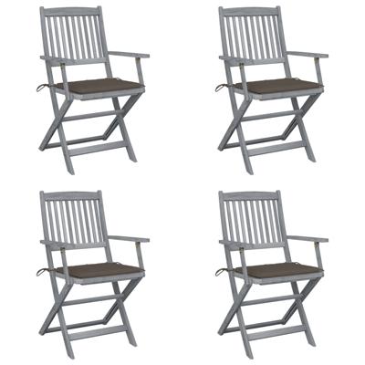 Tuinstoelen 4 st inklapbaar met kussens massief acaciahout