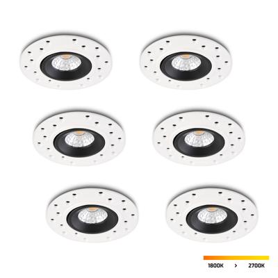 Trimless LED-inbouwspot set 6 stuks Sola zwart 5W dim-to-warm