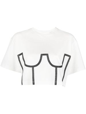 Murmur t-shirt crop à imprimé trompe l'œil - Blanc