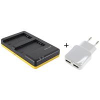 Duo lader voor 2 camera-accu's Sony NP-FZ100 + handige 2 poorts USB 230V adapter