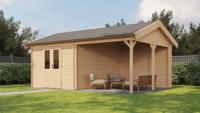 Lugarde Select Blokhut met overkapping Hattem 300x400cm + 300cm - Onbehandeld- Zadeldak- - Lugarde Select Lugarde Select Blokhut met overkapping Hattem 300x400cm + 300cm - Onbehandeld- Zadeldak- - Lugarde Select