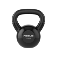 Kettlebell - Focus Fitness Vinyl - 20 kg - Zwart