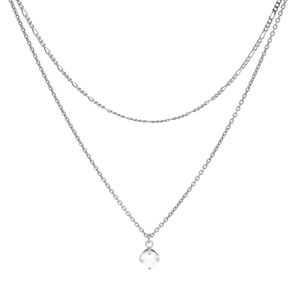 Karma Dubbele Ketting Figaro Single Zirconia Zilver