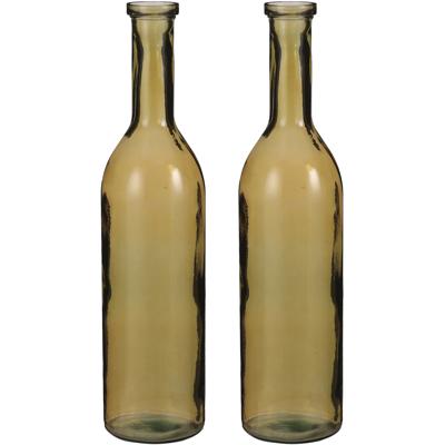 Flesvaas groot - Set van 2x stuks - Rioja - amber - eco glas - 18 x 75 cm