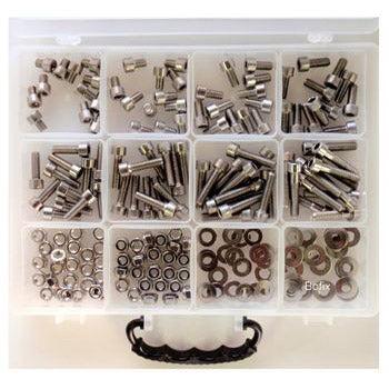 Bofix 214909 doos assortiment 12 vaks inbusb.rvs m8 + moeren