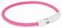 TRIXIE LICHTGEVENDE HALSBAND HOND FLASH USB TPU / NYLON ROZE