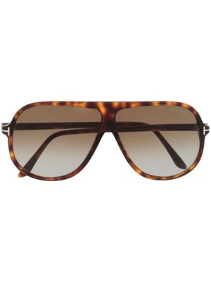 TOM FORD Eyewear lunettes de soleil à effet écailles de tortue - Marron