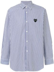 Comme Des Garçons Play striped heart logo shirt - Bleu