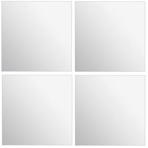 Plak spiegel tegels - 4x stuks - glas - zelfklevend - 40 x 40 cm - vierkant