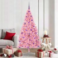 VidaXL Kunstmatig voorverlicht kerstboom met 300 led roze 180 cm pvc