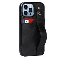 iPhone SE 2020 hoesje - Backcover - Pasjeshouder - Portemonnee - Handvat - Kunstleer - Zwart - thumbnail