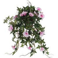 Mica Decorations Kunstplant - Petunia - groen met lichtroze - 50 cm   -