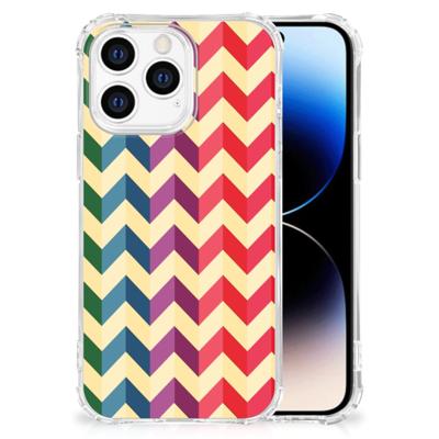 iPhone 14 Pro Doorzichtige Silicone Hoesje Zigzag Multi Color iPhone 14 Pro Doorzichtige Silicone Hoesje Zigzag Multi Color
