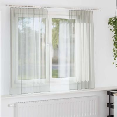Gordijnen voile met lussen 2 st 140x175 cm lichtgrijs