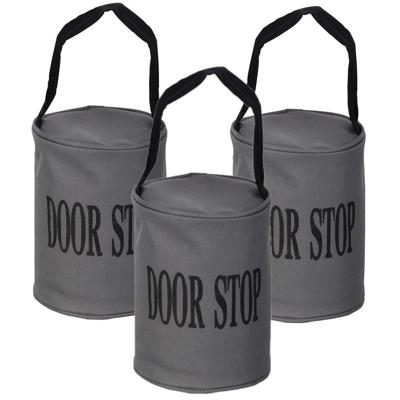 Esschert Design Canvas deurstopper grijs - Set van 3x stuks - met handvat - 16 x 12.5 cm - 2.4 kg