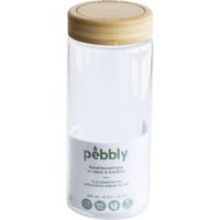 Pebbly - Voorraadpot Rond met Bamboe Deksel 850 ml - Borosilicaatglas - Transparant - thumbnail