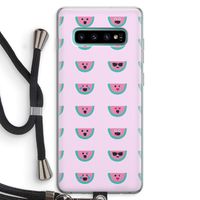Smiley watermeloenprint: Samsung Galaxy S10 Plus Transparant Hoesje met koord