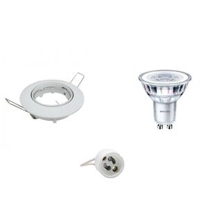 LED Spot Set - GU10 Fitting - Inbouw Rond - Glans Wit - Kantelbaar Ø82mm - Philips - CorePro 827 36D - 4W - Warm Wit 2700K - Dimbaar