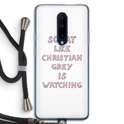 Christian Grey: OnePlus 7 Pro Transparant Hoesje met koord