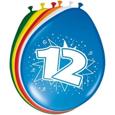 12 jaar verjaardag ballonnen - 16x stuks - versiering - mix kleuren 12 jaar verjaardag ballonnen - 16x stuks - versiering - mix kleuren