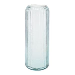 Excellent Houseware Cilindervaas glas - blauw - 15 x 37 cm