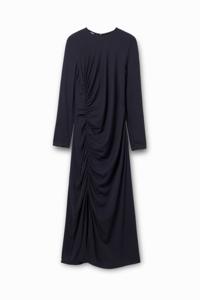 Midi-jurk met plooitjes - BLACK - S