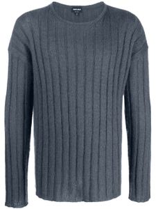 Giorgio Armani pull nervuré en mohair mélangé - Bleu