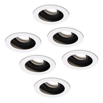 Set van 6 Laredo LED inbouwspots - GU10 5 Watt 400 lumen - 6400K daglicht wit - Dimbaar - verzonken - Rond - Kantelbaar - IP20 Voor binnen - Wit
