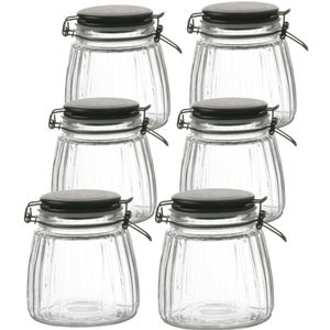 Weckpot/inmaakpot - 10x - 1L - glas - met beugelsluiting - mat zwarte deksel