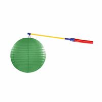 Groene lampion 25 cm met lampionstokje Groene lampion 25 cm met lampionstokje