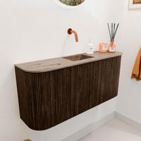 Toiletmeubel Mondiaz Joya Dlux | 93.2 cm | Meubelkleur Walnut | Faye wastafel Arena Wasbak Midden | Zonder kraangat(en)