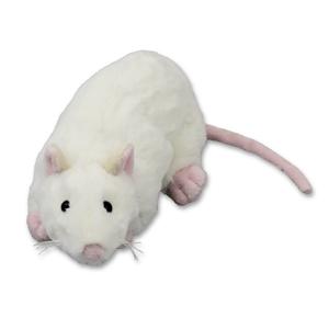 Inware pluche rat knuffeldier - wit - liggend - 20 cm