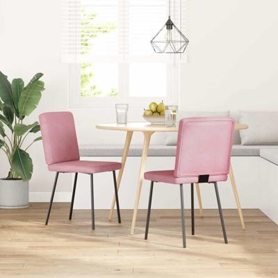 Eetkamerstoelen 2 st fluweel roze