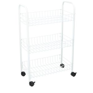 Witte stevige opberg trolley/roltafel met 3 manden 60 cm